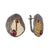 A pair of silver gold plated earrings with red garnet stones and black rhodium.