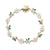 A silver gold plated bracelet with green stones, pearls and shell flowers.